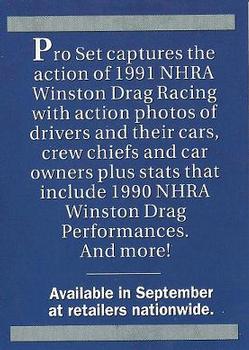 1991 Pro Set NHRA - Prototypes #NNO Cover Card Back
