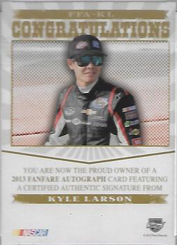 2013 Press Pass Fanfare - Autographs Gold Series Logo #FFA-KL Kyle Larson Back