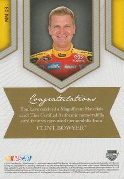 2013 Press Pass Fanfare - Magnificent Materials Dual Swatches #MM-CB Clint Bowyer Back