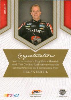 2013 Press Pass Fanfare - Magnificent Materials Dual Swatches #MM-RS2 Regan Smith Back