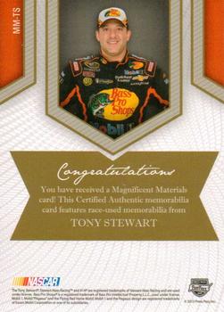 2013 Press Pass Fanfare - Magnificent Materials Dual Swatches #MM-TS Tony Stewart Back