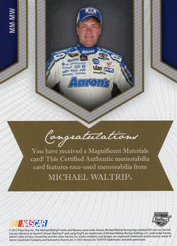 2013 Press Pass Fanfare - Magnificent Materials Dual Swatches Melting #MM-MW Michael Waltrip Back