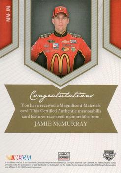 2013 Press Pass Fanfare - Magnificent Materials Gold #MM-JM Jamie McMurray Back