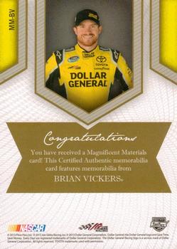 2013 Press Pass Fanfare - Magnificent Materials Silver #MM-BV Brian Vickers Back