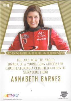 2013 Press Pass Fanfare - Young Guns Autographs Gold #YG-AB Annabeth Barnes Back