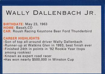 1993 Action Valvoline Performance Team #NNO Wally Dallenbach Back