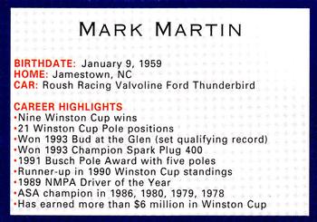 1993 Action Valvoline Performance Team #NNO Mark Martin Back