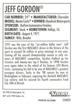 1998 Kenner/Winner's Circle Starting Lineup Cards #554059 Jeff Gordon Back