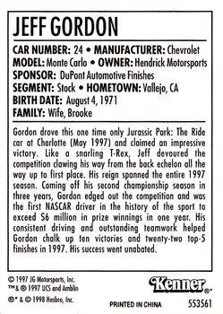 1998 Kenner/Winner's Circle Starting Lineup Cards #553561 Jeff Gordon Back