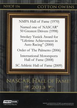 2013 Press Pass Fanfare - NASCAR Hall of Fame #NHOF 156 Cotton Owens Back