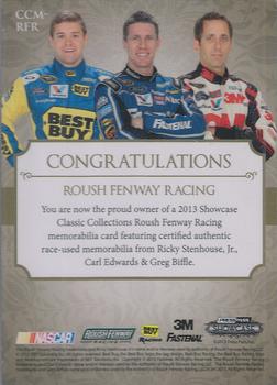 2013 Press Pass Showcase - Classic Collections Memorabilia #CCM-RFR Roush Fenway Racing Back