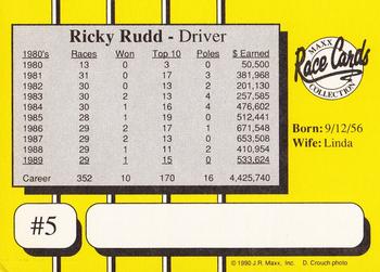 1991 Maxx Racing For Kids Special Edition #5 Ricky Rudd Back