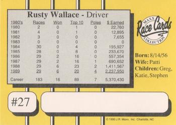 1991 Maxx Racing For Kids Special Edition #27 Rusty Wallace Back