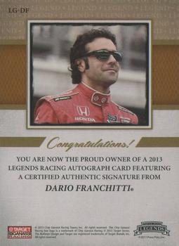 2013 Press Pass Legends - Autographs Blue #LG-DF Dario Franchitti Back