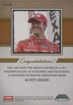 2013 Press Pass Legends - Autographs Holofoil #LG-SD Scott Dixon Back