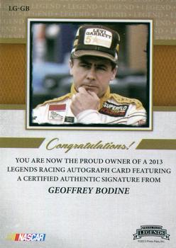 2013 Press Pass Legends - Autographs Silver #LG-GB Geoff Bodine Back