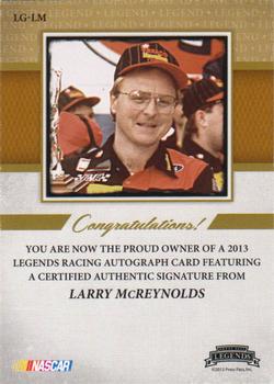 2013 Press Pass Legends - Autographs Silver #LG-LM Larry McReynolds Back
