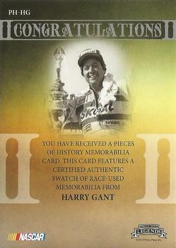 2013 Press Pass Legends - Pieces of History Memorabilia Silver #PH-HG Harry Gant Back