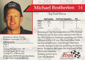 1993 Finish Line NHRA #14 Michael Brotherton Back