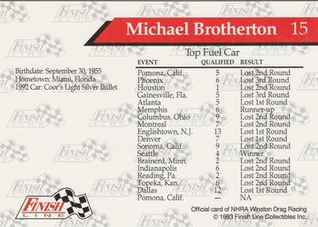 1993 Finish Line NHRA #15 Michael Brotherton's Car Back