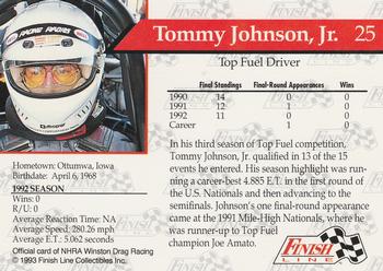 1993 Finish Line NHRA #25 Tommy Johnson Jr. Back