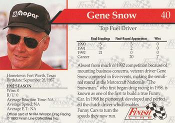 1993 Finish Line NHRA #40 Gene Snow Back