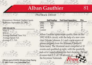 1993 Finish Line NHRA #81 Alban Gauthier's Car Back