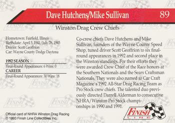 1993 Finish Line NHRA #89 Dave Hutchens / Mike Sullivan Back