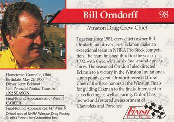 1993 Finish Line NHRA #98 Bill Orndorff Back