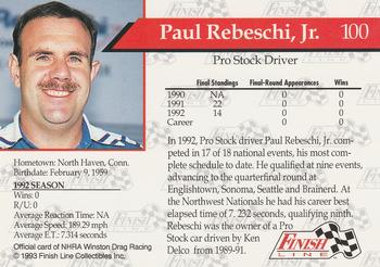 1993 Finish Line NHRA #100 Paul Rebeschi Jr. Back