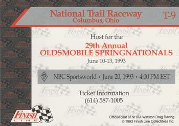 1993 Finish Line NHRA - Speedways #T-9 National Trail Raceway Back