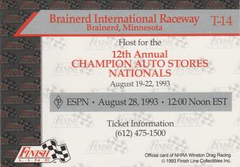 1993 Finish Line NHRA - Speedways #T-14 Brainerd Int'l Raceway Back