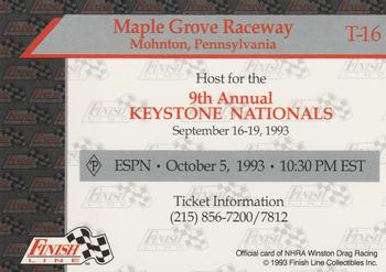1993 Finish Line NHRA - Speedways #T-16 Maple Grove Raceway Back