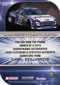 2014 Press Pass - Aerodynamic Autographs Holofoil #AA-CE Carl Edwards Back