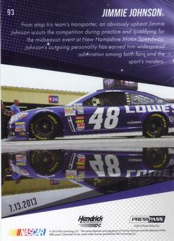 2014 Press Pass - Color Proofs Black #93 Jimmie Johnson Back