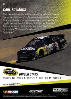 2014 Press Pass - Color Proofs Yellow #10 Carl Edwards Back
