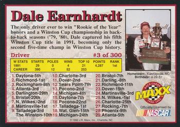 1992 Maxx (Black) #3 Dale Earnhardt Back