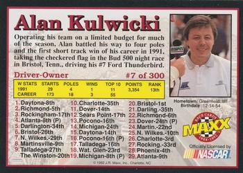 1992 Maxx (Black) #7 Alan Kulwicki Back