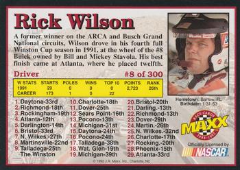 1992 Maxx (Black) #8 Rick Wilson Back