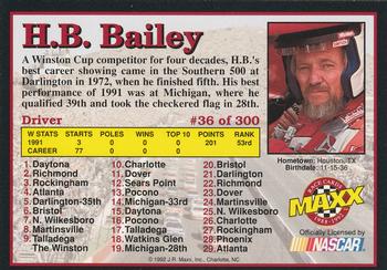 1992 Maxx (Black) #36 H.B. Bailey Back