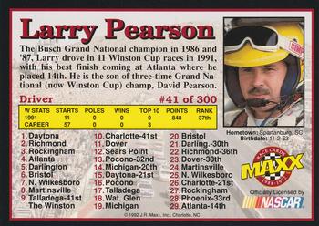 1992 Maxx (Black) #41 Larry Pearson Back