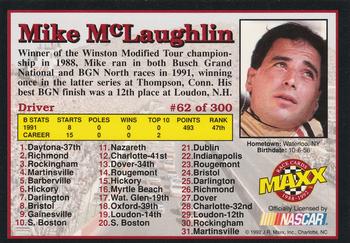 1992 Maxx (Black) #62 Mike McLaughlin Back