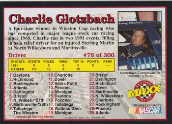 1992 Maxx (Black) #76 Charlie Glotzbach Back