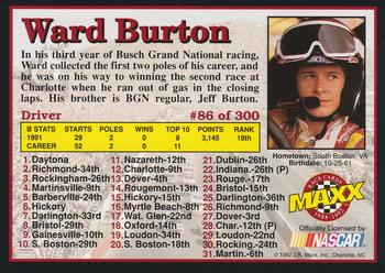 1992 Maxx (Black) #86 Ward Burton Back