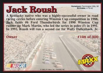 1992 Maxx (Black) #108 Jack Roush Back