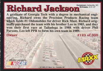 1992 Maxx (Black) #123 Richard Jackson Back