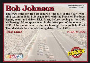 1992 Maxx (Black) #165 Bob Johnson Back