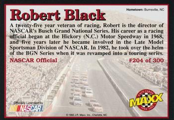 1992 Maxx (Black) #204 Robert Black Back