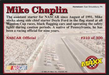 1992 Maxx (Black) #210 Mike Chaplin Back