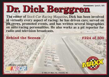1992 Maxx (Black) #224 Dick Berggren Back